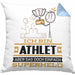 Athlet Geschenk Kissen mit Füllung 40x40 Ich Bin Athlet Aber Sag Doch Einfach Superheld Lustige Geschenkdiee für Athlet (Grau) Blau Trendation