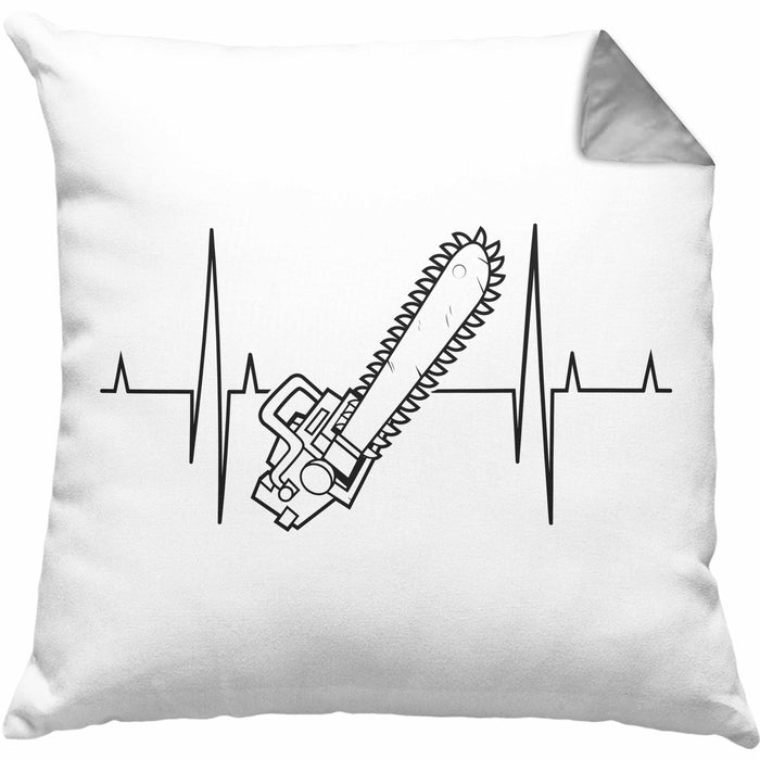 Kettensäge Herzschlag Kissen mit Füllung 40x40 Waldarbeiter Geschenk Lustige Geschenkidee Forstarbeiter (Grau) Grau Trendation