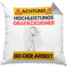 Grafikdesigner Kissen mit Füllung 40x40 Geschenk Lustiger Spruch Geschenkidee für Grafikdesigner Achtung Hochleistungs Grafikdesigner Bei Der Arbeit (Grau) Grau Trendation