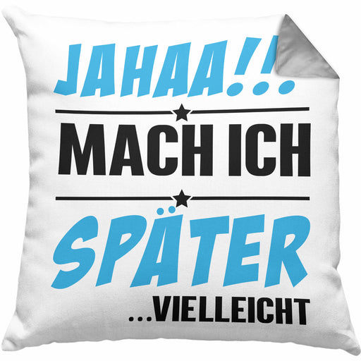 Jahaa Mache Ich Später Vielleicht Kissen mit Füllung 40x40 Geschenk Lustiger Spruch (Grau) Grau Trendation