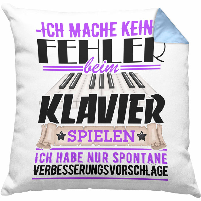 Klavier-Spieler Kissen mit Füllung 40x40 Geschenk Piano Ich Mache Keine Fehler (Grau) Blau Trendation