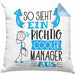 Manager Kissen mit Füllung 40x40 Geschenk So Sieht Ein RIchtig Cooler Manager Aus Geschenkidee Lustiger Spruch Geburtstag (Grau) Blau Trendation
