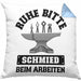 Schmied Geschenke Kissen mit Füllung 40x40 mit Spruch Hufschmied Geschenkidee (Grau) Blau Trendation