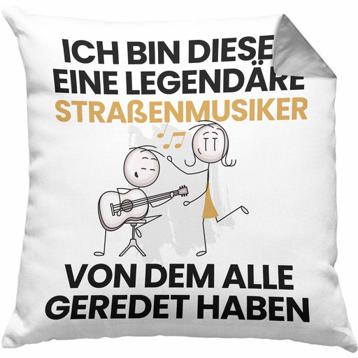 Straßenmusiker Geschenk Kissen mit Füllung 40x40 Lustige Geschenkidee Geburtstag für Straßenmusiker Ich Bin Dieser Legendäre Straßenmusiker Von Dem Alle Geredet Haben (Grau) Grau Trendation