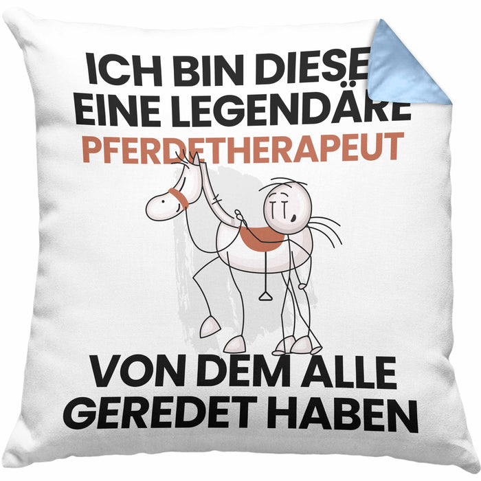 Pferdetherapeut Geschenk Kissen mit Füllung 40x40 Lustige Geschenkidee Geburtstag für Pferdetherapeut Ich Bin Dieser Legendäre Pferdetherapeut Von Dem Alle Geredet Haben (Grau) Blau Trendation