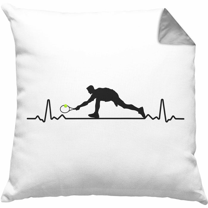 Tennis Herzschlag Geschenk Trainer Coach Tennisspieler Geschenkidee Kissen mit Füllung 40x40 (Grau) Grau Trendation