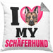 Schäferhund Besitzerin Kissen mit Füllung 40x40 Geschenk Lustiger Spruch Geschenkidee I Love My Schäferhund (Grau) Grau Trendation