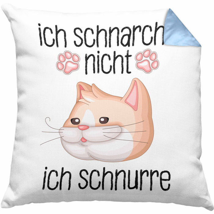 Katzen Mama Kissen mit Füllung 40x40 Geschenk Ich Schnarche Nicht Ich Schnurre Lustige Geschenkidee Katzen Fans Besitzer (Grau) Blau Trendation
