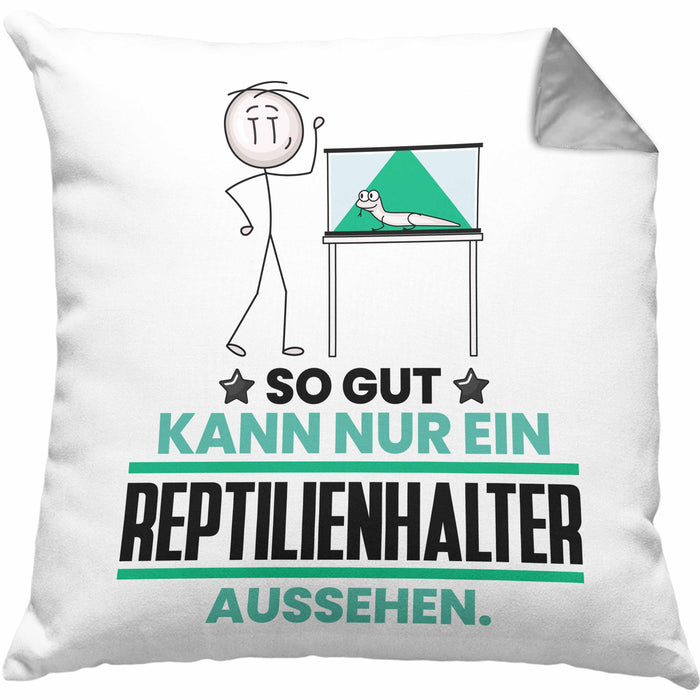 Reptilienhalter Geschenk Kissen mit Füllung 40x40 So Gut Kann Nur Ein Reptilienhalter Aussehen Geschenkidee (Grau) Grau Trendation