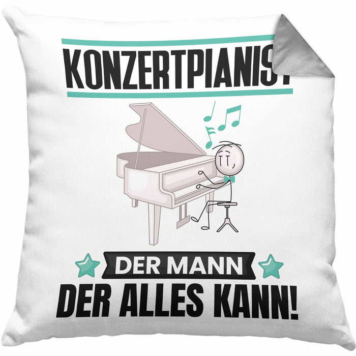 Konzertpianist Kissen mit Füllung 40x40 Geschenk für Konzertpianist Der Mann Der Alles Kann Geschenkidee zum Geburtstag (Grau) Grau Trendation
