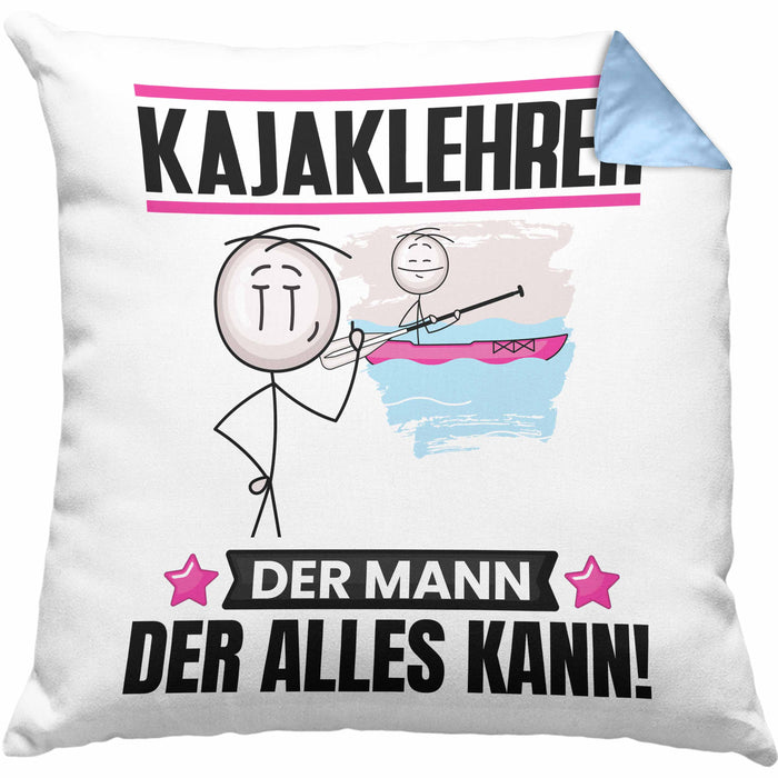 Kajaklehrer Kissen mit Füllung 40x40 Geschenk für Kajaklehrer Der Mann Der Alles Kann Geschenkidee zum Geburtstag (Grau) Blau Trendation