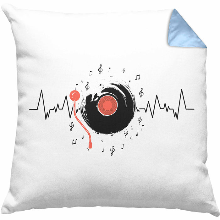 Schallplatte Geschenk Vinyl Herzschlag Vintage Retro Musik DJ Geschenk Kissen mit Füllung 40x40 (Grau) Blau Trendation