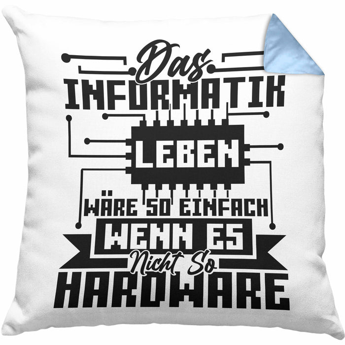 Informatiker Geschenk Kissen mit Füllung 40x40 Programmierer Coder Hardware Informatik IT (Grau) Blau Trendation