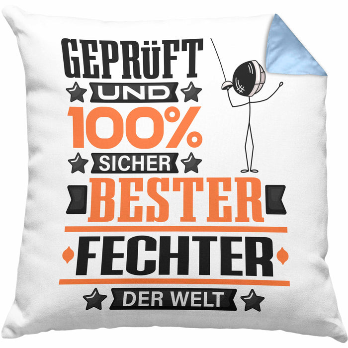 Fechter Geschenk Lustiger Spruch für Fechter Geschenkidee Bester Fechter Der WeltKissen mit Füllung 40x40 (Grau) Blau Trendation