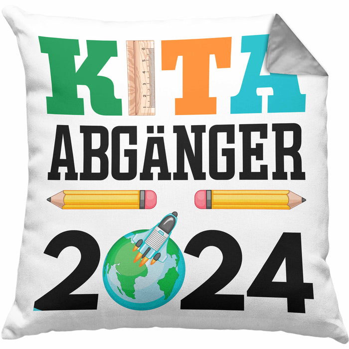 Einschulung Junge Mädchen Geschenk Schultüte Füllung Kissen mit Füllung 40x40 Schulstart 1. Schultag Schuleinführung Schulanfang Geschenkidee 2024 Schulkind (Grau) Grau Trendation