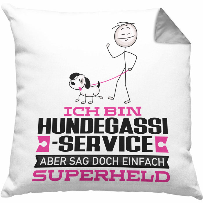 Hundegassi-Service Geschenk Kissen mit Füllung 40x40 Ich Bin Hundegassi-Service Aber Sag Doch Einfach Superheld Lustige Geschenkdiee für Hundegassi-Service (Grau) Grau Trendation