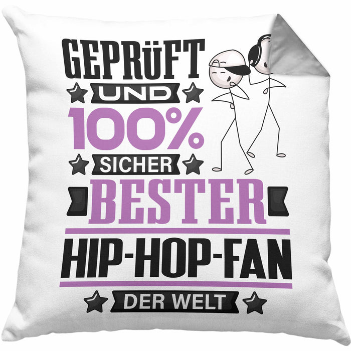 Hip-Hop-Fan Geschenk Lustiger Spruch für Hip-Hop-Fan Geschenkidee Bester Hip-Hop-Fan Der WeltKissen mit Füllung 40x40 (Grau) Grau Trendation