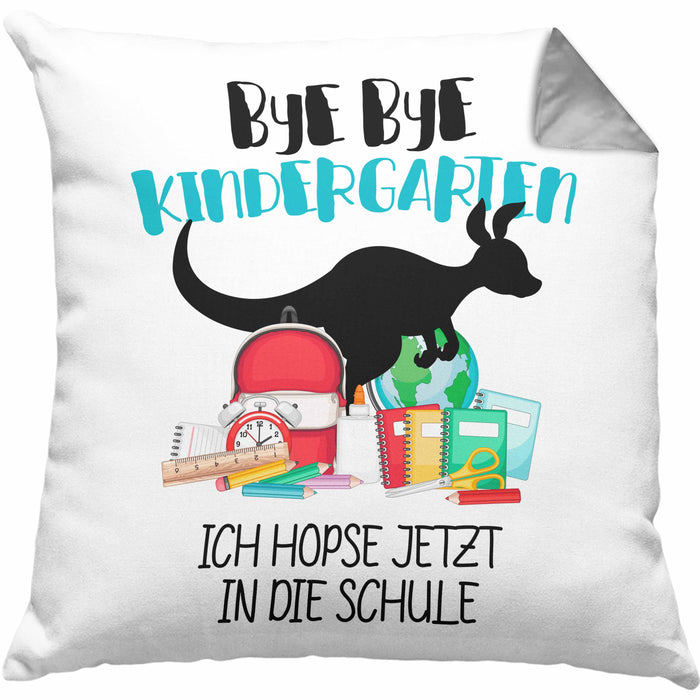 Schulkind 2024 Einschulung Mädchen Junge Geschenk Schultüte Kissen mit Füllung 40x40 Schulstart 1. Schultag Schuleinführung Schulanfang Geschenkidee (Grau) Grau Trendation