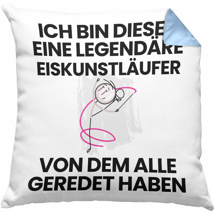 Eiskunstläufer Geschenk Kissen mit Füllung 40x40 Lustige Geschenkidee Geburtstag für Eiskunstläufer Ich Bin Dieser Legendäre Eiskunstläufer Von Dem Alle Geredet Haben (Grau) Blau Trendation