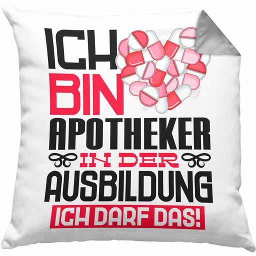 Apotheker Ausbildung Kissen mit Füllung 40x40 Geschenk Ich Bin Apotheker In Der Ausbildung Ich Darf Das Geschenkidee Spruch (Grau) Grau Trendation