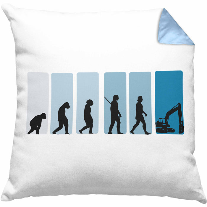 Bagger Lustige Geschenkidee für Baggerfahrer Kissen mit Füllung 40x40 Evolution-Motiv Baustelle (Grau) Blau Trendation