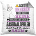 Baseballspieler Geschenk Kissen mit Füllung 40x40 Lustiger Spruch Erheben Sie Sich Der Baseballspieler Betritt den Raum (Grau) Grau Trendation
