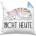 Katze Mittelfinger Kissen mit Füllung 40x40 Geschenk Muffel Nicht Heute Kollegin Frauen (Grau) Blau Trendation