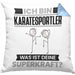 Karatesportler Kissen mit Füllung 40x40 Geschenk für Karatesportler Geburtstag Lustiger Spruch Was Ist Deine Superkraft (Grau) Blau Trendation