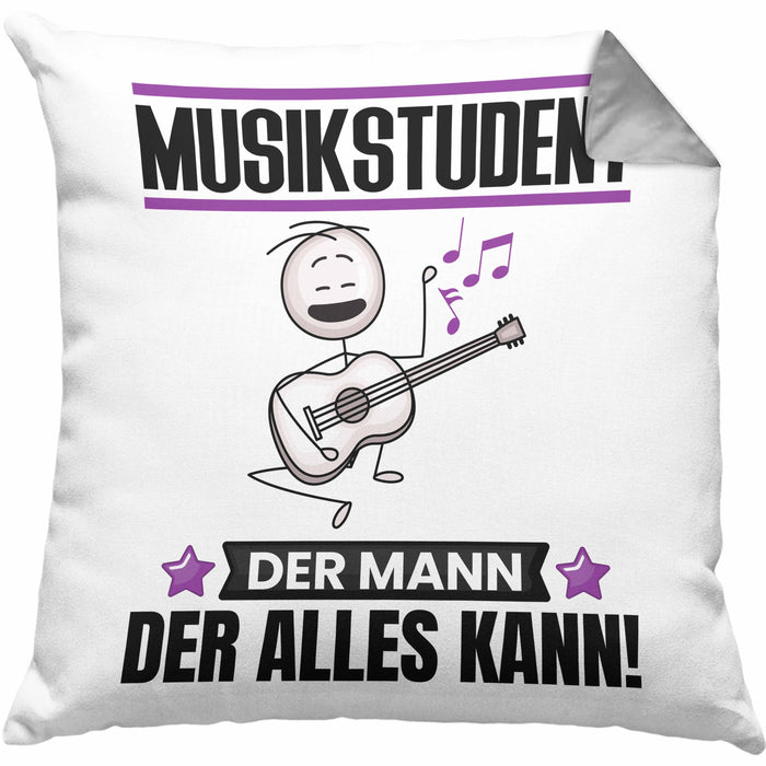 Musikstudent Kissen mit Füllung 40x40 Geschenk für Musikstudent Der Mann Der Alles Kann Geschenkidee zum Geburtstag (Grau) Grau Trendation