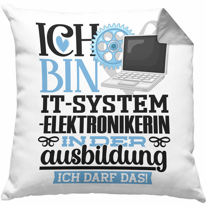 IT-Systemelektronikerin Ausbildung Start Geschenk Kissen mit Füllung 40x40 Ich Bin IT-Systemelektronikerin In Der Ausbildung Ich Darf Das Geschenkidee (Grau) Grau Trendation