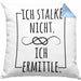 Ich Stalke Nicht Ich Ermittle Kissen mit Füllung 40x40 Lustige Geschenkidee Kollegin Freundin Kaffee (Grau) Blau Trendation
