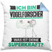 Vogelforscher Kissen mit Füllung 40x40 Geschenk für Vogelforscher Geburtstag Lustiger Spruch Was Ist Deine Superkraft (Grau) Blau Trendation