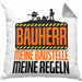 Bauherr Kissen mit Füllung 40x40 "Meine Baustelle, Meine Regeln" Lustiges Geschenk für Bauherren (Grau) Grau Trendation
