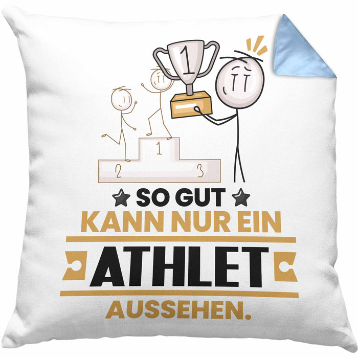 Athlet Geschenk Kissen mit Füllung 40x40 So Gut Kann Nur Ein Athlet Aussehen Geschenkidee (Grau) Blau Trendation
