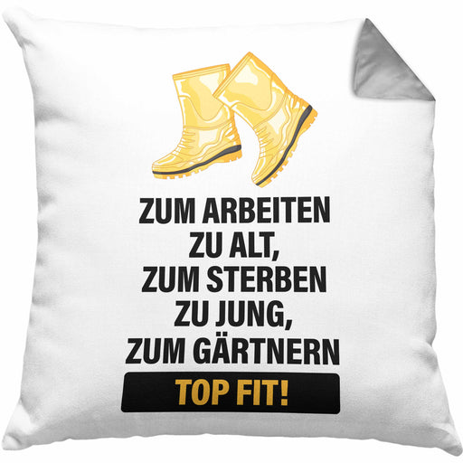 Gärtner Kissen mit Füllung 40x40 mit Spruch Garten Hobbygärtner Gärtner Geschenk Lustig Gärtnerin Geschenkidee (Grau) Grau Trendation
