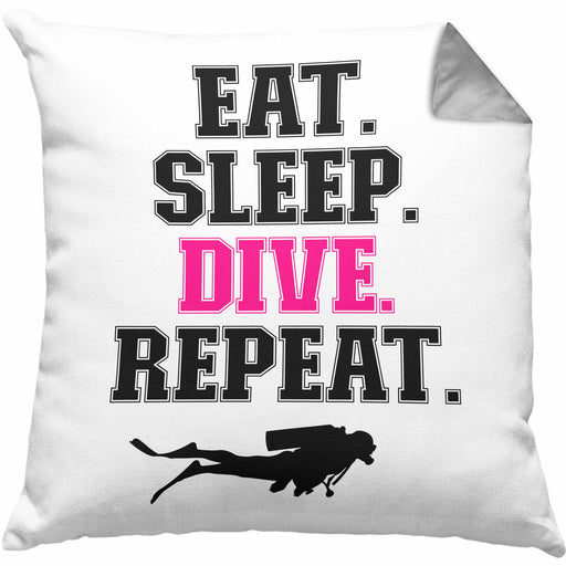Taucher Kissen mit Füllung 40x40 Geschenk Tauchen Geschenkidee Männer Eat Sleep Tauchen Grafik Tauchlehrer Tauchsportler (Grau) Grau Trendation