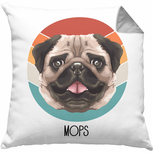 Mops Besitzer Kissen mit Füllung 40x40 Geschenk Lustiger Spruch Geschenkidee Mops Mama Papa (Grau) Grau Trendation