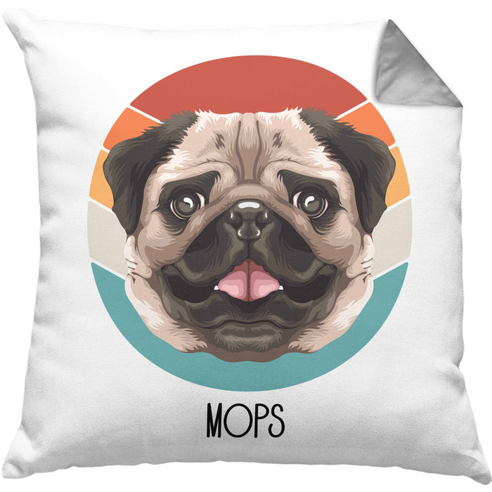 Mops Besitzer Kissen mit Füllung 40x40 Geschenk Lustiger Spruch Geschenkidee Mops Mama Papa (Grau) Grau Trendation