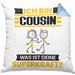 Cousin Kissen mit Füllung 40x40 Geschenk für Cousin Geburtstag Lustiger Spruch Was Ist Deine Superkraft (Grau) Blau Trendation