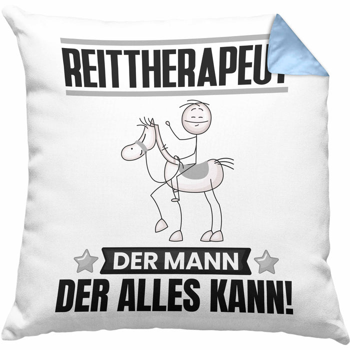 Reittherapeut Kissen mit Füllung 40x40 Geschenk für Reittherapeut Der Mann Der Alles Kann Geschenkidee zum Geburtstag (Grau) Blau Trendation