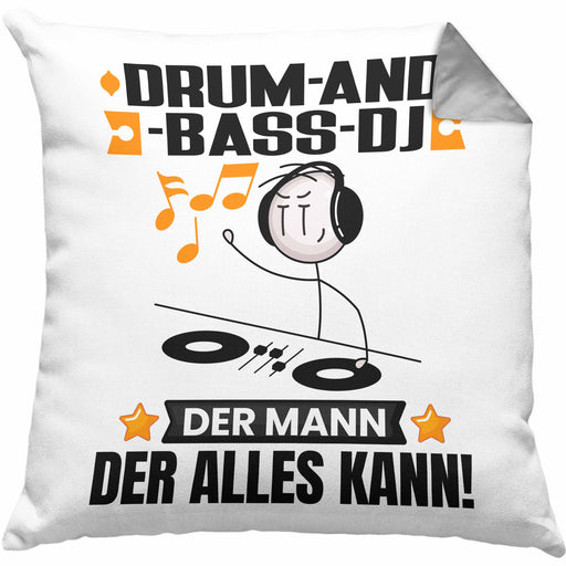 Drum-and-Bass-DJ Kissen mit Füllung 40x40 Geschenk für Drum-and-Bass-DJ Der Mann Der Alles Kann Geschenkidee zum Geburtstag (Grau) Grau Trendation