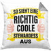 Stewardess Kissen mit Füllung 40x40 Geschenk für Stewardessin Lustiger Spruch Lustig Flugbegleiterin Sprüche (Grau) Grau Trendation