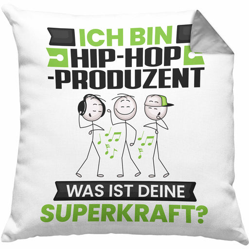 Hip-Hop-Produzent Kissen mit Füllung 40x40 Geschenk für Hip-Hop-Produzent Geburtstag Lustiger Spruch Was Ist Deine Superkraft (Grau) Grau Trendation