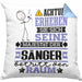 Sänger Geschenk Kissen mit Füllung 40x40 Lustiger Spruch Erheben Sie Sich Der Sänger Betritt den Raum (Grau) Blau Trendation