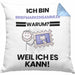 Briefmarkensammler Geschenk Kissen mit Füllung 40x40 Lustiger Spruch Ich Bin Briefmarkensammler Warum Weil Ich Es Kann Geschenkidee Bester Briefmarkensammler Geburtstag (Grau) Blau Trendation