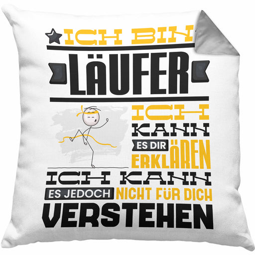 Läufer Geschenk Kissen mit Füllung 40x40 Geschenkidee für Läufer Geburtstag Lustiger Spruch Ich Bin Läufer Ich Kann Es Dir Erklären Aber Nicht Für Dich Verstehen (Grau) Grau Trendation