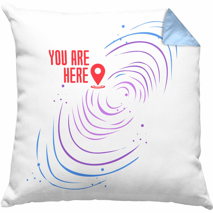 Lustige Galaxie-Kissen mit Füllung 40x40 Spruch "You Are Here" Geschenk für Weltraumliebhaber (Grau) Blau Trendation