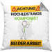 Komponist Kissen mit Füllung 40x40 Geschenk Lustiger Spruch Geschenkidee für Komponist Achtung Hochleistungs Komponist Bei Der Arbeit (Grau) Grau Trendation