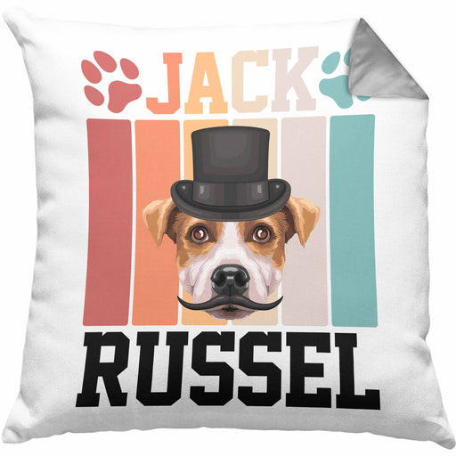 Jack Russel Besitzer Kissen mit Füllung 40x40 Geschenk Lustiger Spruch Geschenkidee Retro Vinatge Jack Russel (Grau) Grau Trendation