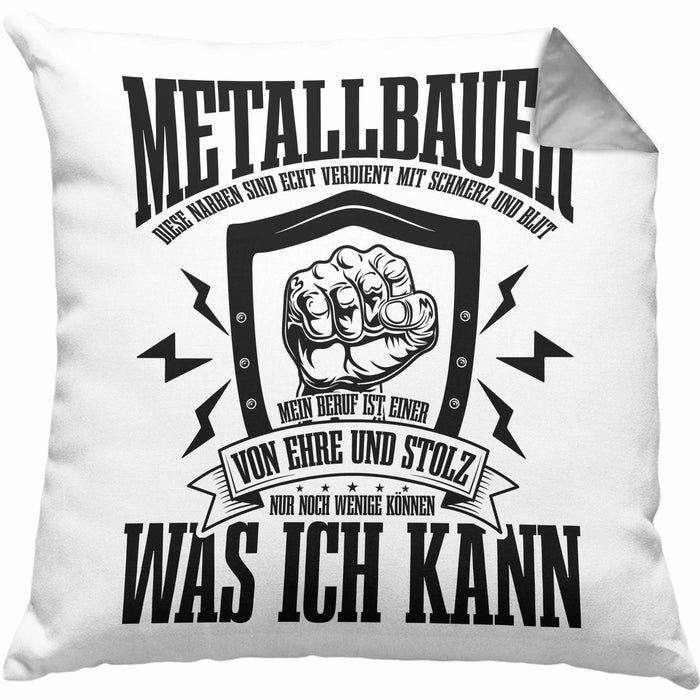Schweißen Kissen mit Füllung 40x40 Geschenk Schmied Schweißer Geschenkidee Spruch Metallbauer (Grau) Grau Trendation